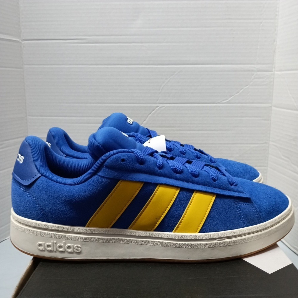 Adidas Grand Court Alpha Lucid Blue Utility Yellow Mens Sz 12 Suede Shoes JI1714